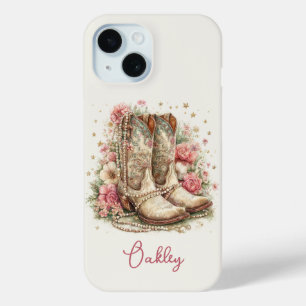 Elegante Cowgirl-Stiefel mit Blumen monogrammiert Case-Mate iPhone Hülle