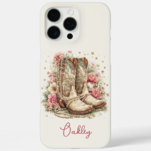 Elegante Cowgirl-Stiefel mit Blumen monogrammiert iPhone 16 Pro Max Hülle