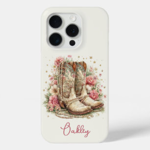 Elegante Cowgirl-Stiefel mit Blumen monogrammiert Case-Mate iPhone Hülle