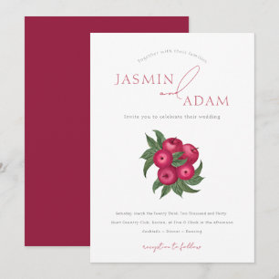 Elegante Cranberry-Apfel-Botanische Hochzeit Einladung