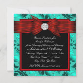 Elegante Cranberry Red Aquamarin Blue Birthday Par Einladung (Rückseite)