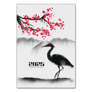 Elegante Crane Cherry Blossom Neujahrskarte Tischnummer