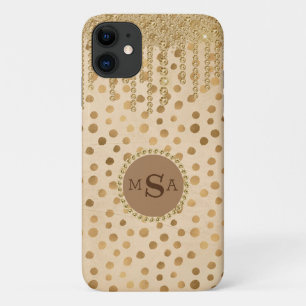 Elegante Cream Animal Print Monogram Bling Juwelen Case-Mate iPhone Hülle
