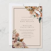 Elegante Cream Autumn Wassercolor Blume Hochzeit Einladung (Vorderseite)