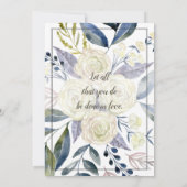 Elegante Cream Blue Watercolor Blume Hochzeit Einladung (Rückseite)