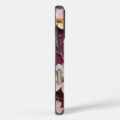 Elegante Cream-Blume auf Texturierten Lila Case-Mate iPhone Hülle (Rückseite / Rechts)