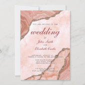 Elegante Cream Blush Agate Soft Pink Gold Hochzeit Einladung (Vorderseite)