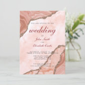 Elegante Cream Blush Agate Soft Pink Gold Hochzeit Einladung (Stehend Vorderseite)