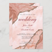 Elegante Cream Blush Agate Soft Pink Gold Hochzeit Einladung (Vorne/Hinten)