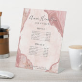 Elegante Cream Blush Pink Agate Geode Funkelnd Ped Sockelschild (In SItu)