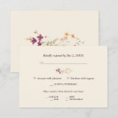 Elegante Cream Boho Wildblumen Hochzeit RSVP Karte (Vorne/Hinten)