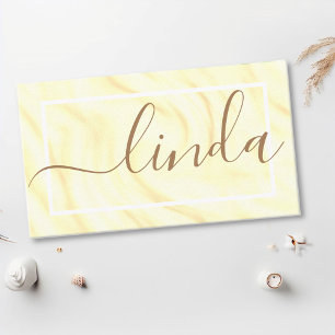 Elegante Cream Cappuccino Calligrafy Signature Visitenkarte