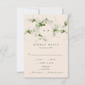 Elegante Cream Eucalyptus Wreath Monogram Wedding RSVP Karte (Vorderseite)