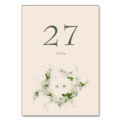Elegante Cream Eucalyptus Wreath Monogram Wedding Tischnummer (Rückseite)