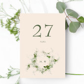 Elegante Cream Eucalyptus Wreath Monogram Wedding Tischnummer