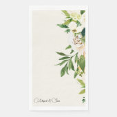 Elegante Cream Floral Script-Namen Hochzeit Serviette (Vorderseite)