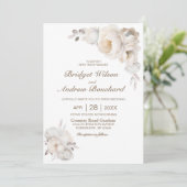 Elegante Cream Floral Wedding Einladung (Stehend Vorderseite)