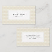 Elegante Cream Gingham Pattern Beruflich Visitenkarte (Vorne/Hinten)