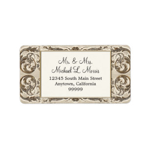 Elegante Cream Gold Barock Hochzeit Rücksendeadre Adressaufkleber