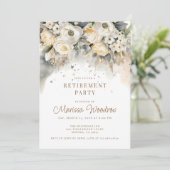 Elegante Cream Gold Blütenpension.png Einladung (Stehend Vorderseite)