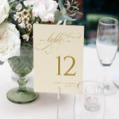 Elegante Cream Gold Script Hochzeiten Tischnummern