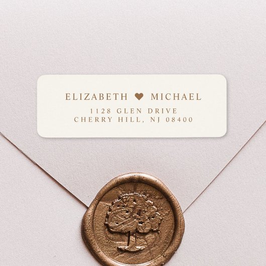 Elegante Cream Gold Wedding Rücksendeadresse