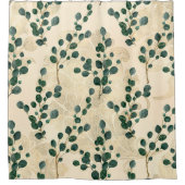 Elegante Cream Gold Whimsical Eukalyptus Greenery Duschvorhang (Vorderseite)