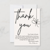 Elegante Cream & Gray Ribbon Wedding - Minimalisti Dankeskarte (Vorderseite)