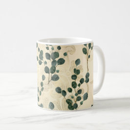 Elegante Cream Green Whimsical Eukalyptus Greenery Kaffeetasse