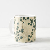Elegante Cream Green Whimsical Eukalyptus Greenery Kaffeetasse (Vorderseite Links)