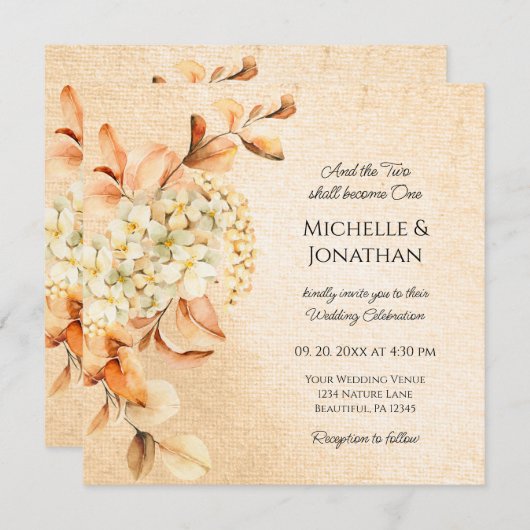 Elegante Cream Hydrangea Christliche Hochzeit Einladung (Vorne/Hinten)