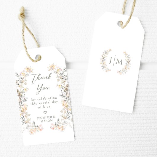 Elegante Cream Meadow Wildblume Wedding Vielen Dan Geschenkanhänger