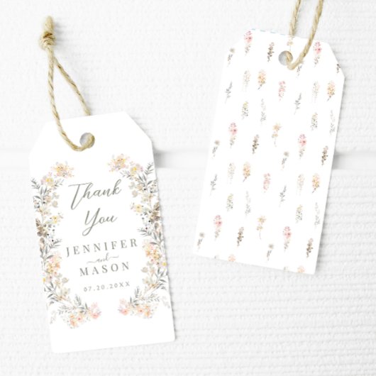 Elegante Cream Meadow Wildblume Wedding Vielen Dan Geschenkanhänger