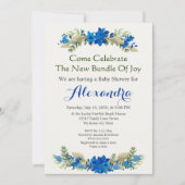 Elegante Cream Muscheln Blue Boy Floral Baby Dusch (Vorderseite)