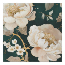 Elegante Cream Peony Imitats Canvas Print - Dunkel