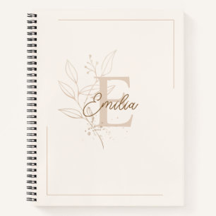 Elegante Cream Personalisiert Script Monogram Flor Notizblock