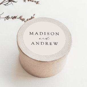 Elegante Cream Personalisiert Wedding Runder Aufkleber