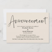 Elegante Cream Postponed Wedding Announcement Card Einladung (Vorderseite)