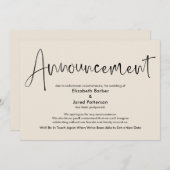 Elegante Cream Postponed Wedding Announcement Card Einladung (Vorne/Hinten)