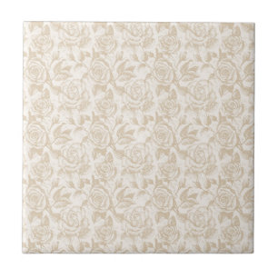 Elegante Cream Rose Floral Fliese