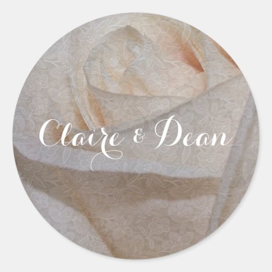 Elegante Cream-Rose Hochzeitsticker für Umschlag A Runder Aufkleber (Vorderseite)