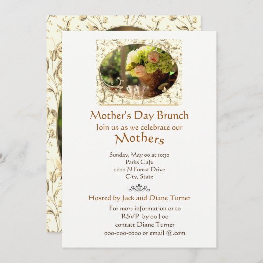 Elegante Cream Rose Muttertag Einladung (Vorne/Hinten)