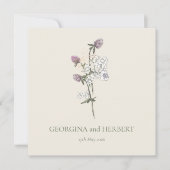 Elegante Cream Sage Clover Wedding Save the Date Einladung (Vorderseite)