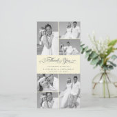 Elegante Cream Scalloped Band 6 Foto Chic Wedding Dankeskarte (Stehend Vorderseite)
