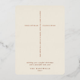 Elegante Cream Scripture Cross Foil Folien Feiertagskarte