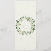 Elegante Cream Snowberry+Eucalyptus Bouquet Weddin Programm (Rückseite)