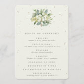 Elegante Cream Snowberry+Eucalyptus Bouquet Weddin Programm (Vorderseite)