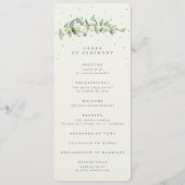 Elegante Cream Snowberry+Eucalyptus Stem Wedding Programm (Vorderseite)