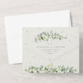 Elegante Cream Snowberry+Eucalyptus Winter Wedding All In One Einladung (Rückseite)