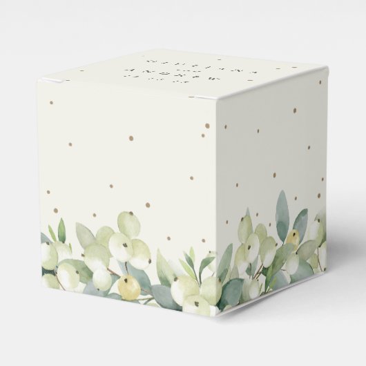 Elegante Cream Snowberry+Eucalyptus Winter Wedding Geschenkschachtel (Vorderseite)